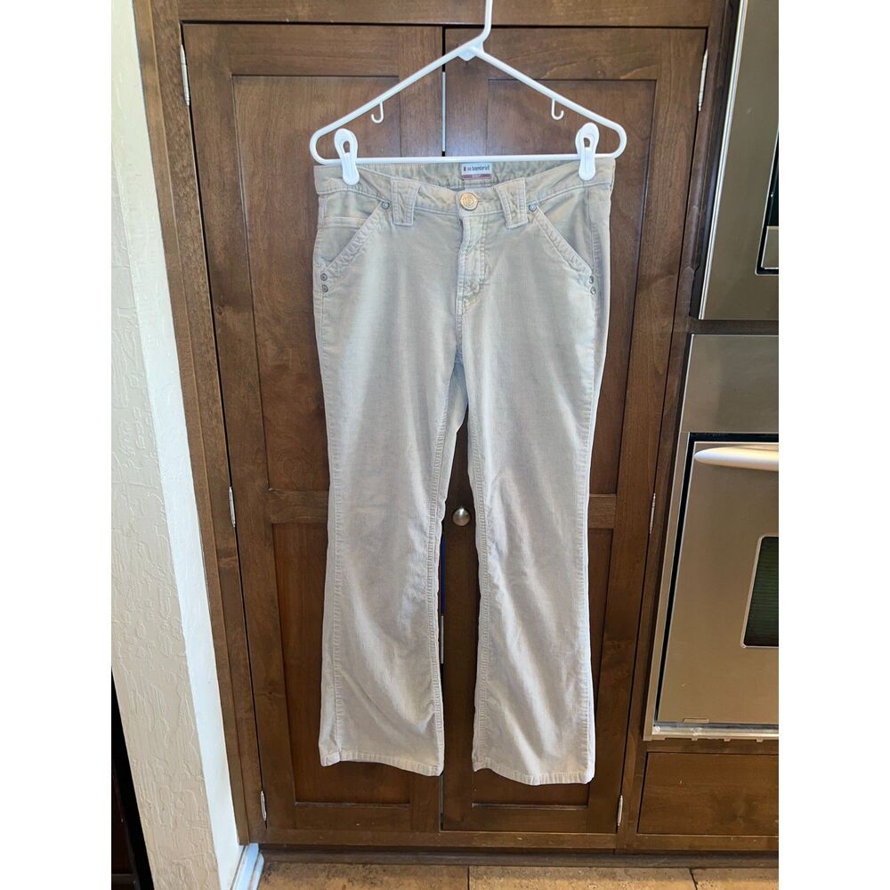 Vintage Low Rise Corduroy Flared Pants Tan Y2K 2000s Grunge No Boundaries